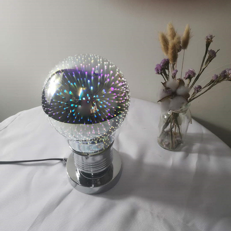 3D Mirrored Glass Ball Night Lamp Postmodern 1 Head Table Light in Chrome