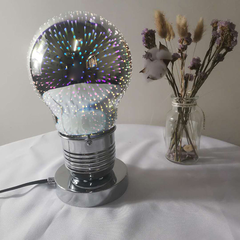 3D Mirrored Glass Ball Night Lamp Postmodern 1 Head Table Light in Chrome