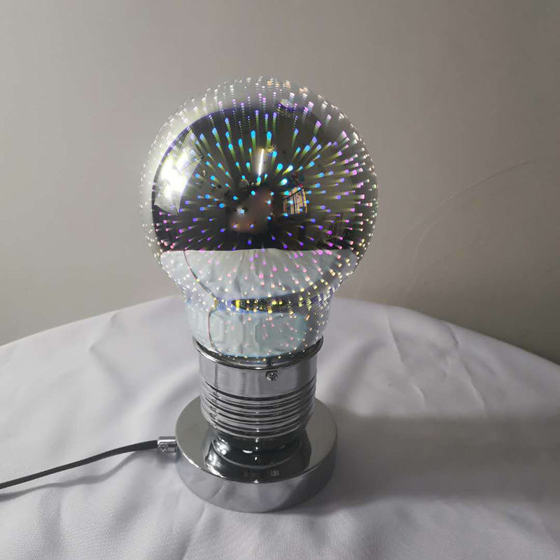 3D Mirrored Glass Ball Night Lamp Postmodern 1 Head Table Light in Chrome