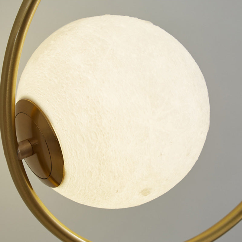 Postmodern 1-Light Table Lamp Gold Finish Ball Nightstand Light with Shade