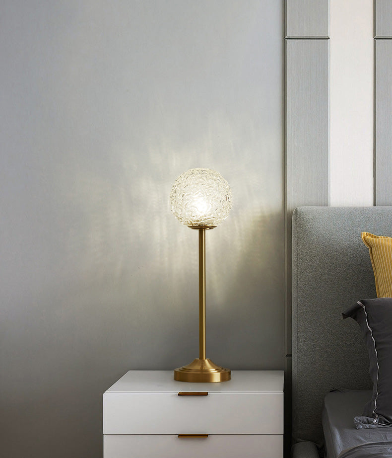 Postmodern 1-Light Table Lamp Gold Finish Ball Nightstand Light with Shade