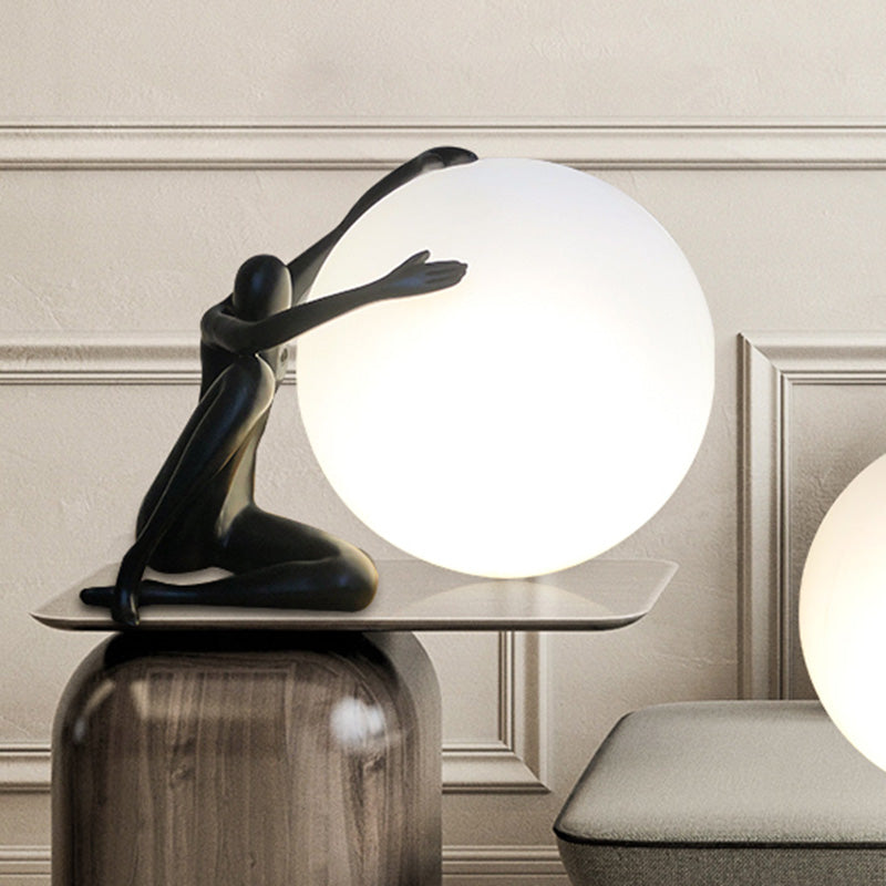 Modern Artistic Spherical Table Lamp Resin 1 Bulb Living Room Table Light