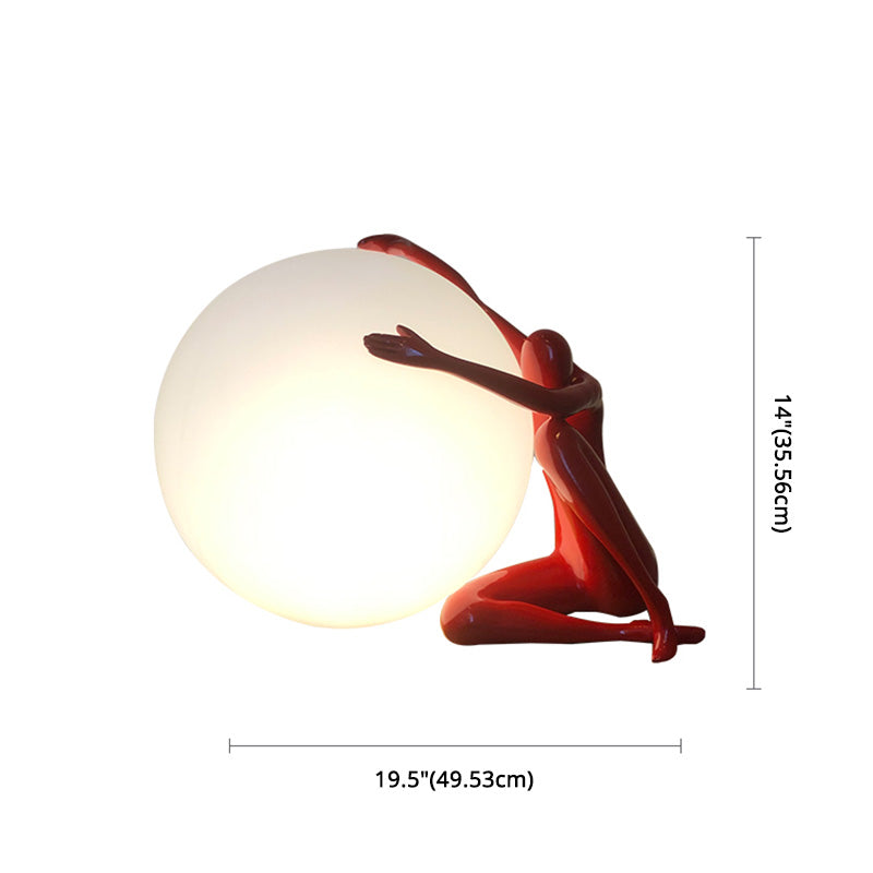 Modern Artistic Spherical Table Lamp Resin 1 Bulb Living Room Table Light