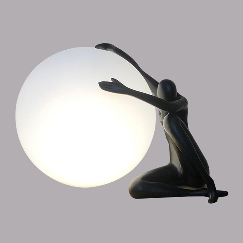 Modern Artistic Spherical Table Lamp Resin 1 Bulb Living Room Table Light