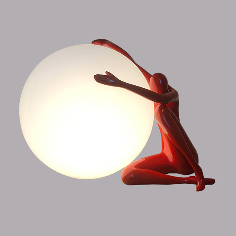 Modern Artistic Spherical Table Lamp Resin 1 Bulb Living Room Table Light