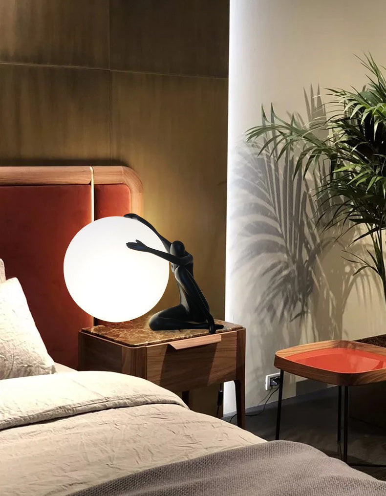 Modern Artistic Spherical Table Lamp Resin 1 Bulb Living Room Table Light