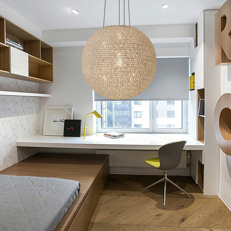 Metal White Chandelier Pendant Light Globe 2 Lights Minimalism Drop Lamp for Bedroom