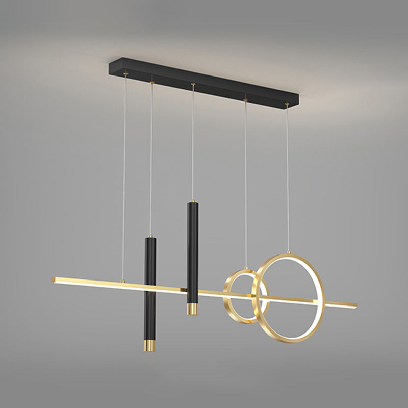 Metal Linear Island Light Fixture Contemporary Style LED Island Chandelier Light