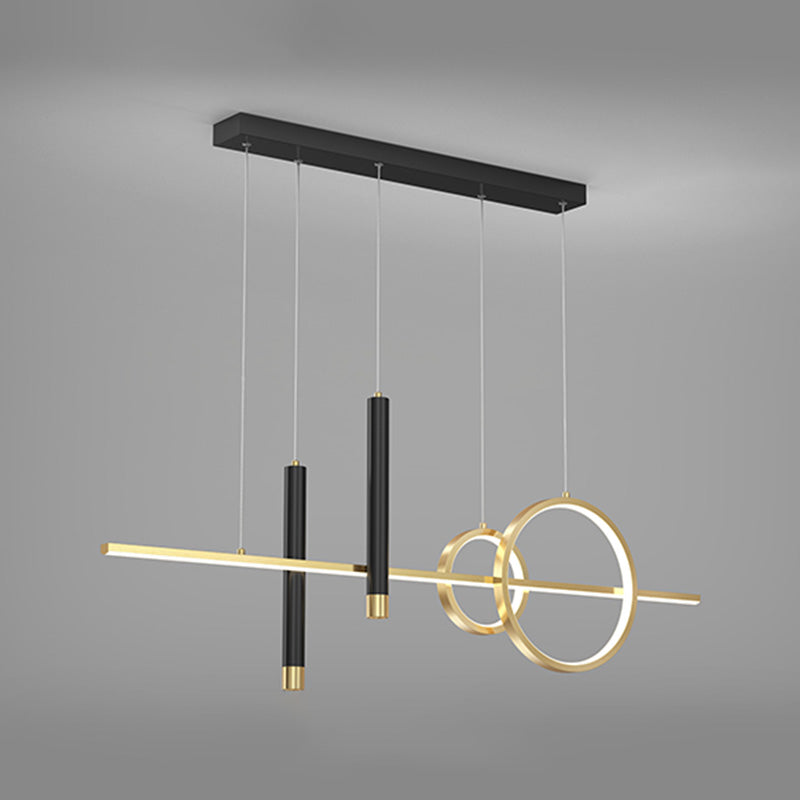 Metal Linear Island Light Fixture Contemporary Style LED Island Chandelier Light