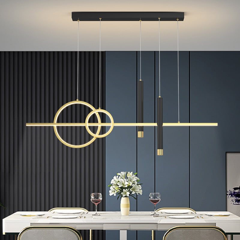 Metal Linear Island Light Fixture Contemporary Style LED Island Chandelier Light