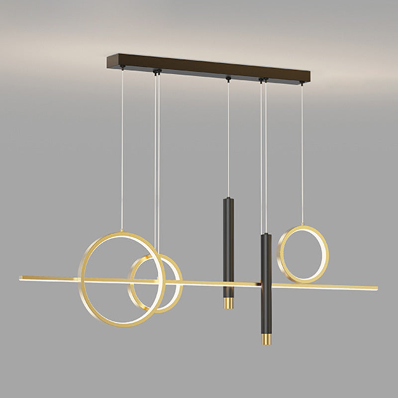 Metal Linear Island Light Fixture Contemporary Style LED Island Chandelier Light