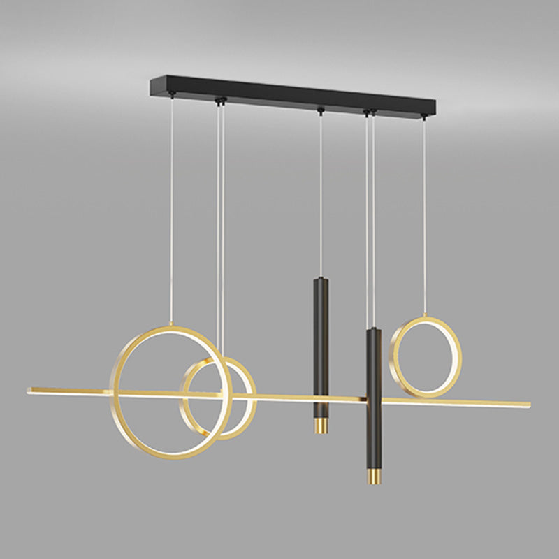 Metal Linear Island Light Fixture Contemporary Style LED Island Chandelier Light