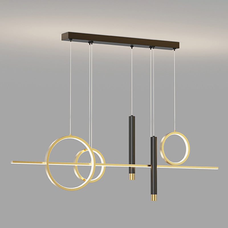 Metal Linear Island Light Fixture Contemporary Style LED Island Chandelier Light