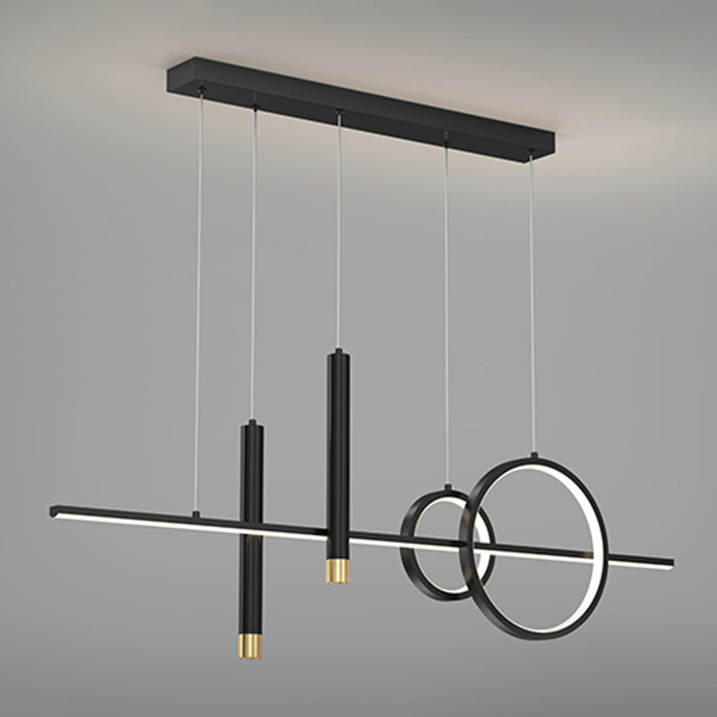 Metal Linear Island Light Fixture Contemporary Style LED Island Chandelier Light