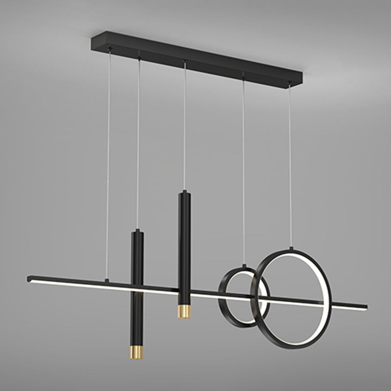 Metal Linear Island Light Fixture Contemporary Style LED Island Chandelier Light