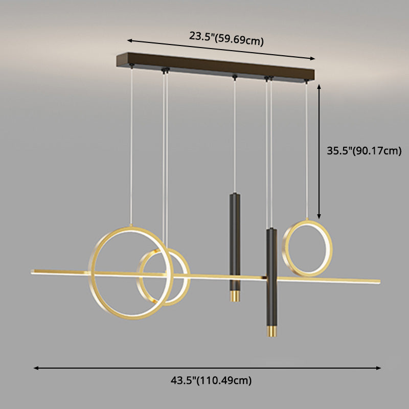 Metal Linear Island Light Fixture Contemporary Style LED Island Chandelier Light