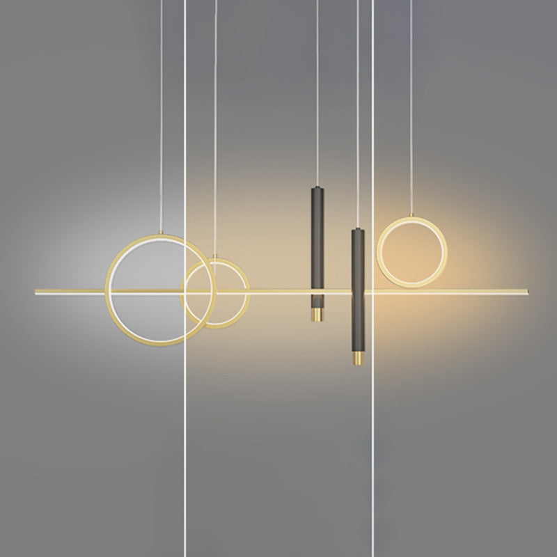 Metal Linear Island Light Fixture Contemporary Style LED Island Chandelier Light