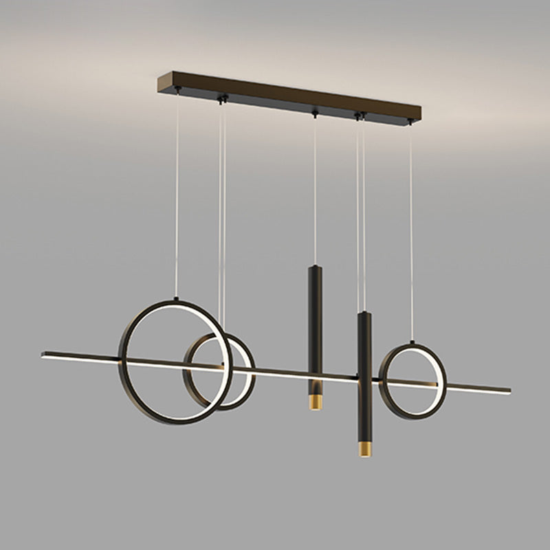 Metal Linear Island Light Fixture Contemporary Style LED Island Chandelier Light