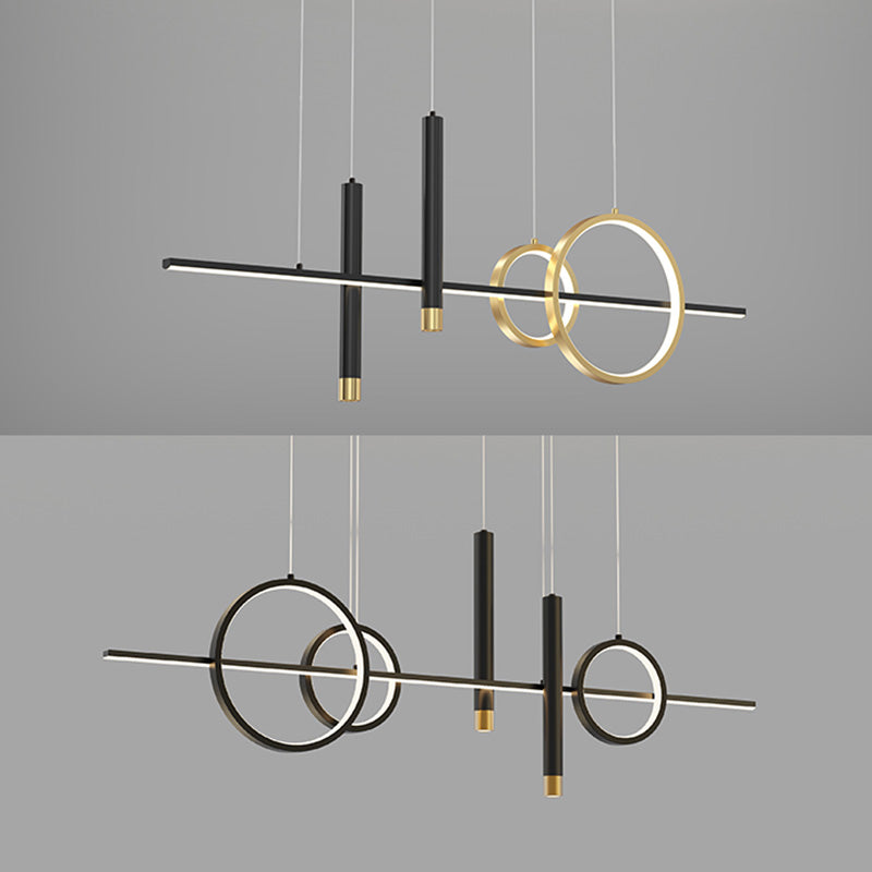 Metal Linear Island Light Fixture Contemporary Style LED Island Chandelier Light