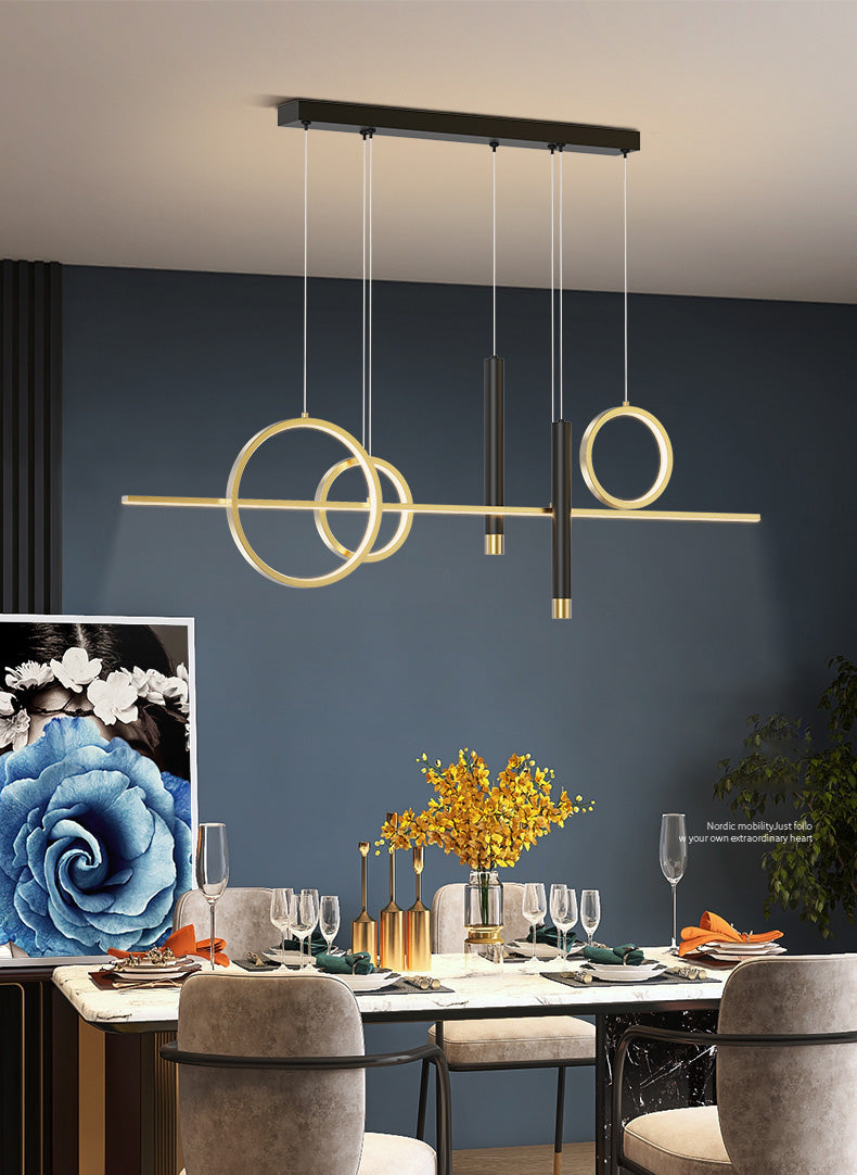 Metal Linear Island Light Fixture Contemporary Style LED Island Chandelier Light