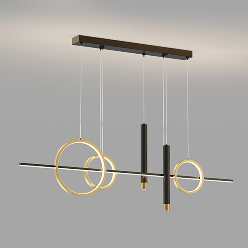 Metal Linear Island Light Fixture Contemporary Style LED Island Chandelier Light