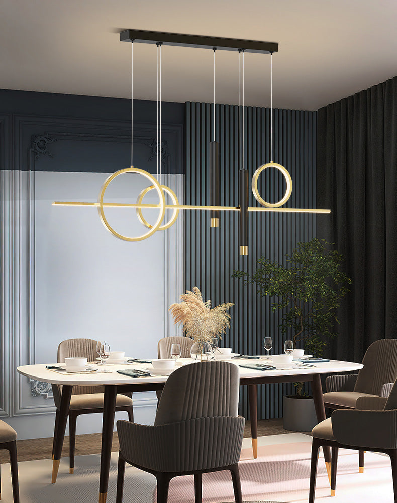 Metal Linear Island Light Fixture Contemporary Style LED Island Chandelier Light