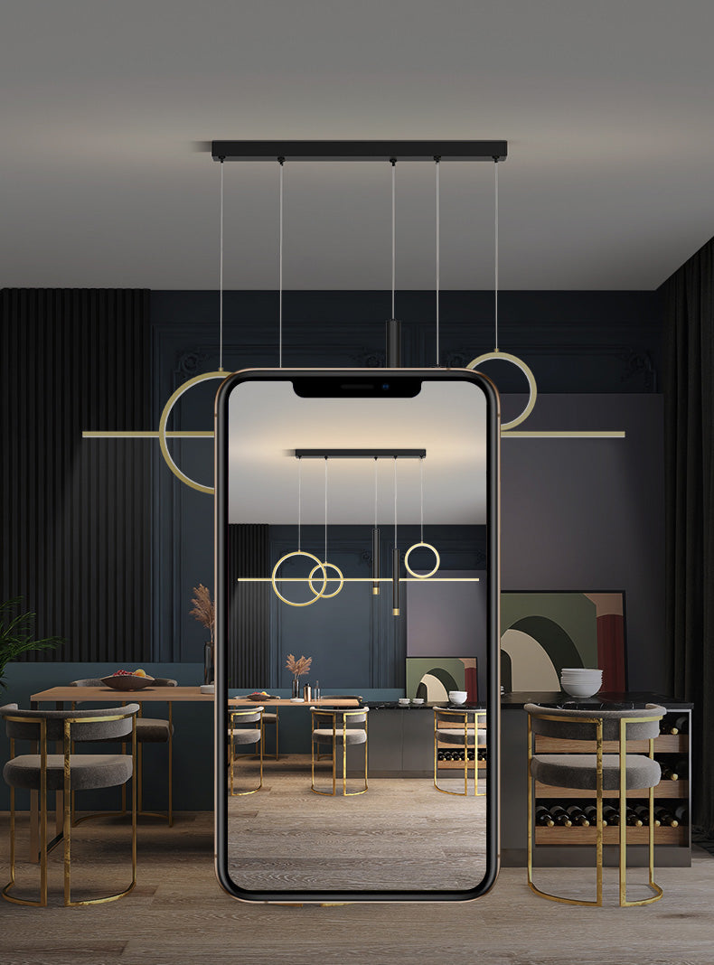 Metal Linear Island Light Fixture Contemporary Style LED Island Chandelier Light