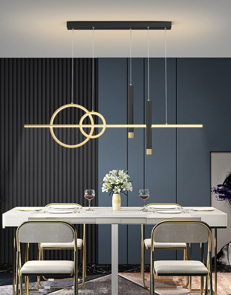 Metal Linear Island Light Fixture Contemporary Style LED Island Chandelier Light