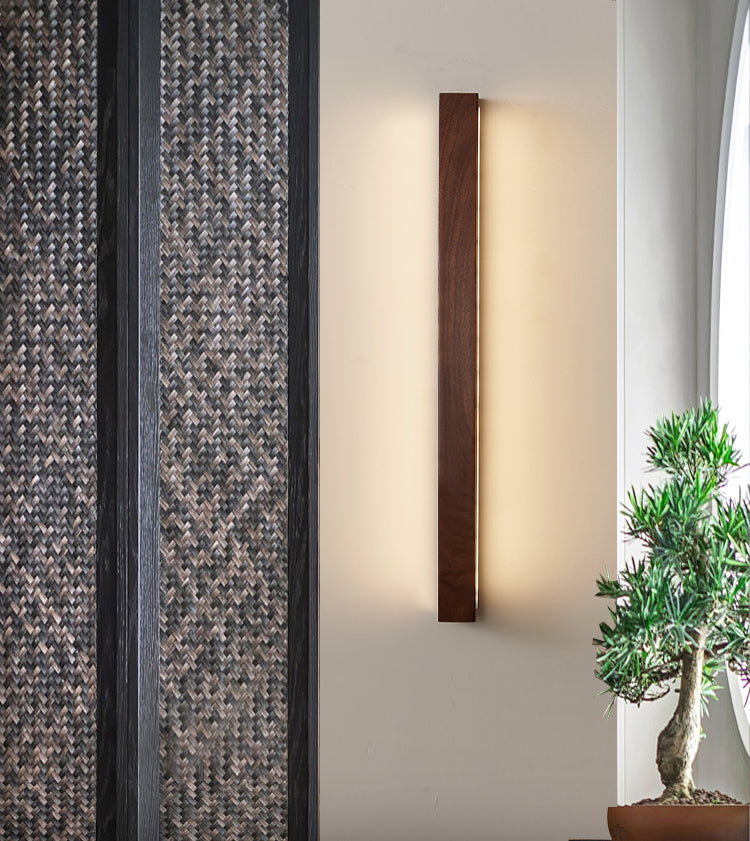Wood Linear 1-Light Wall Sconce Contemporary Wall Mounted Lamp for Bedroom