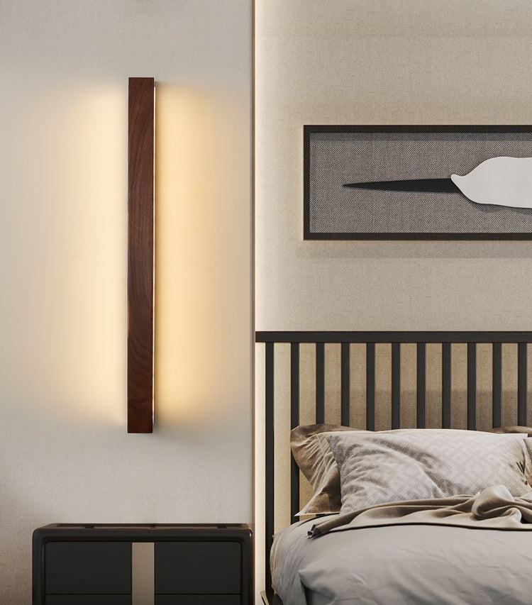 Wood Linear 1-Light Wall Sconce Contemporary Wall Mounted Lamp for Bedroom