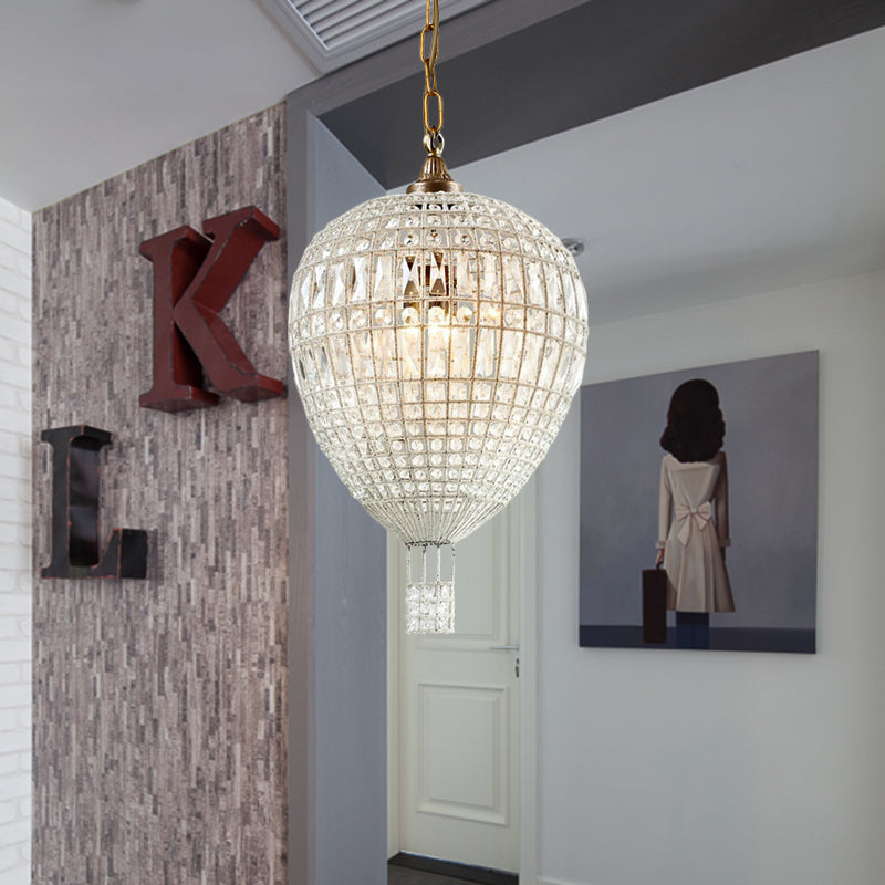 Simple Beaded Pendant Chandelier 3 Lights Metal Hanging Light Fixture in Silver for Bedroom