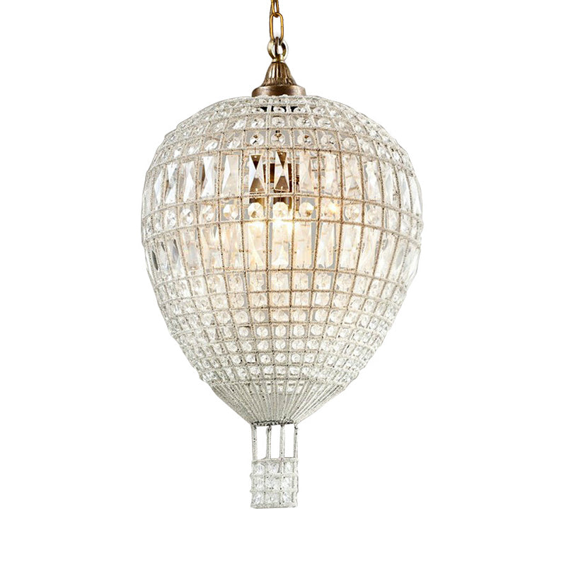 Simple Beaded Pendant Chandelier 3 Lights Metal Hanging Light Fixture in Silver for Bedroom