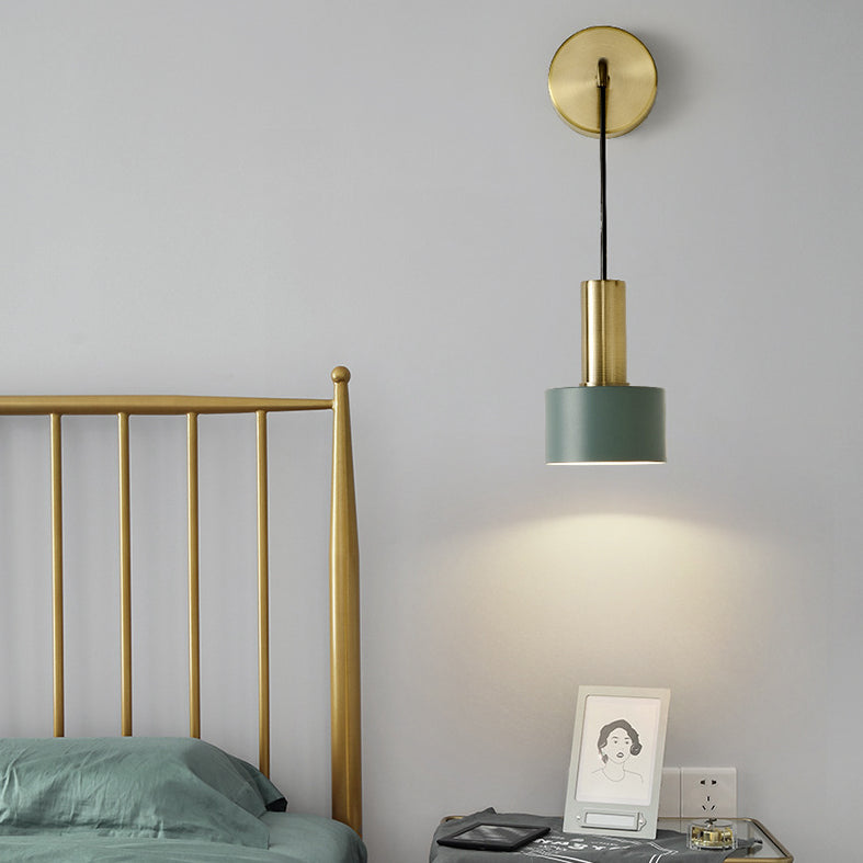 1 Licht lineare und halbe Zylinder Wandleuchte moderne einfache Stilbeleuchtung in Gold