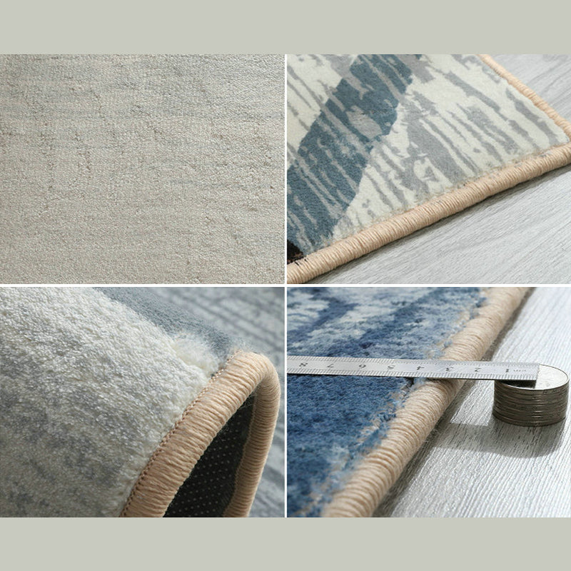 White Tone Simple Area Carpet Polyester Plant Print Area Rug Non-Slip Backing Carpet for Living Room