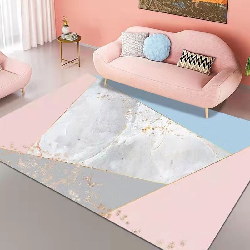 Color Mixed Simple Area Carpet Polyester Color Blooming Indoor Rug Easy Care Carpet for Living Room