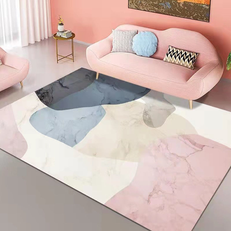 Color Mixed Simple Area Carpet Polyester Color Blooming Indoor Rug Easy Care Carpet for Living Room