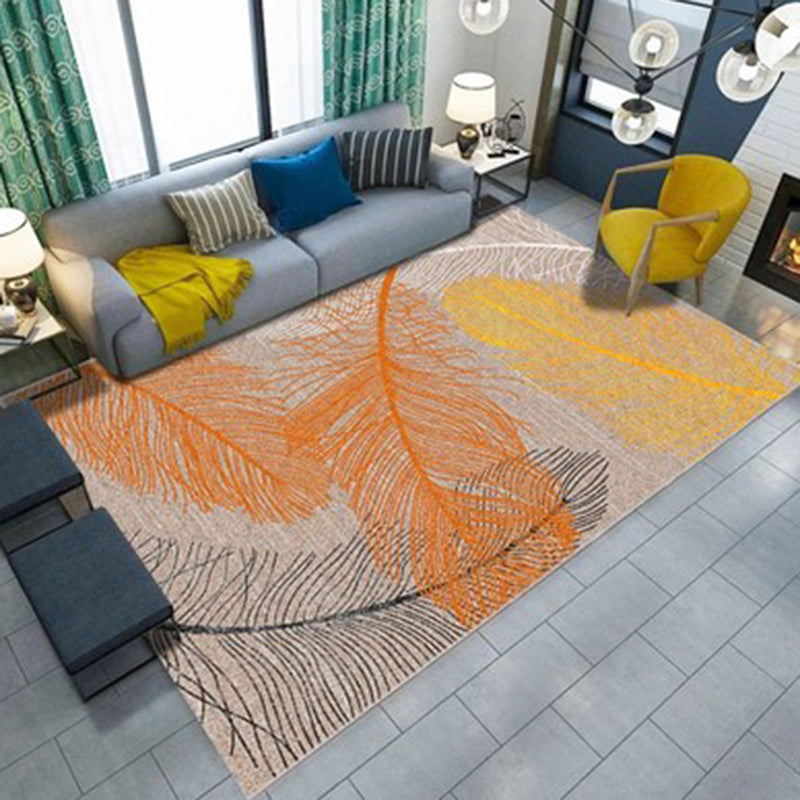 Multicolor Nordic Area Carpet Polyester Feather Indoor Rug Non-Slip Backing Carpet for Living Room