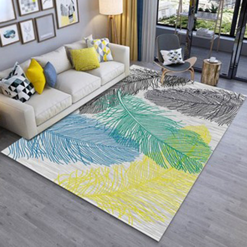 Multicolor Nordic Area Carpet Polyester Feather Indoor Rug Non-Slip Backing Carpet for Living Room