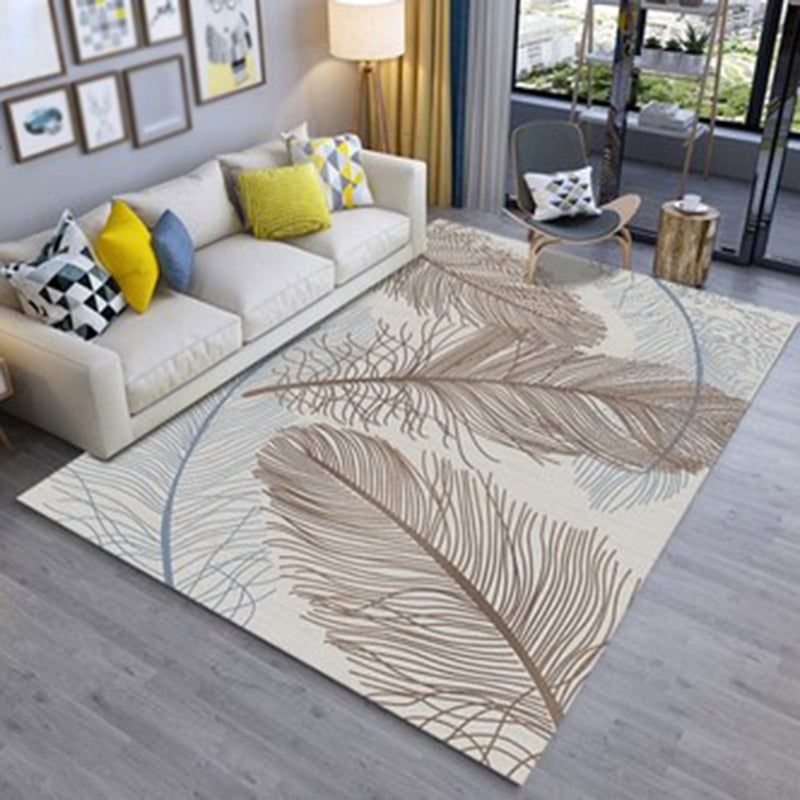 Multicolor Nordic Area Carpet Polyester Feather Indoor Rug Non-Slip Backing Carpet for Living Room