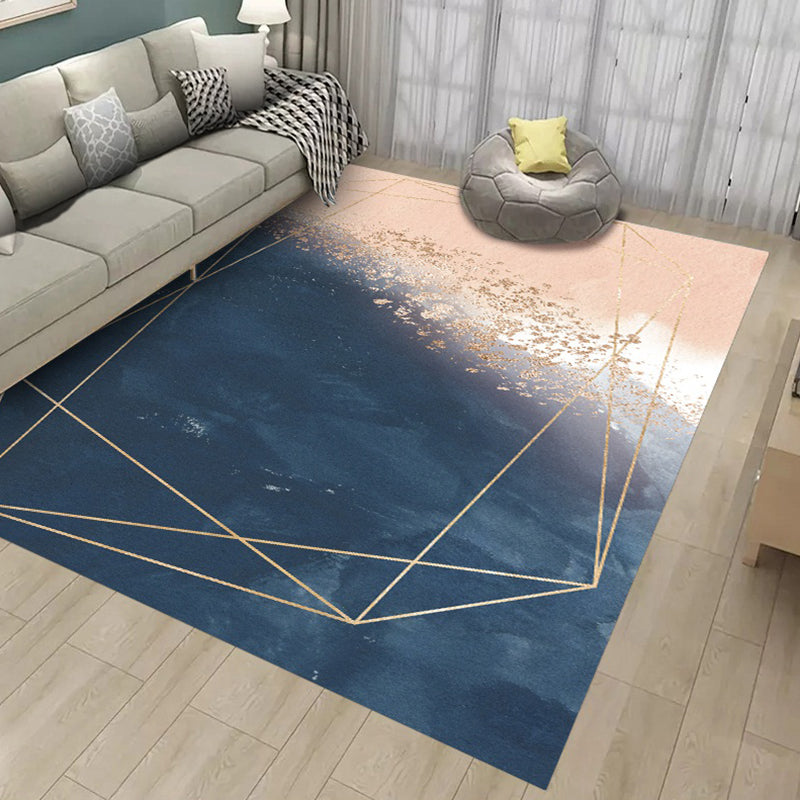 Trendy Watercolor Blooming Rug Multicolor Polyester Area Carpet Non-Slip Backing Rug for Living Room