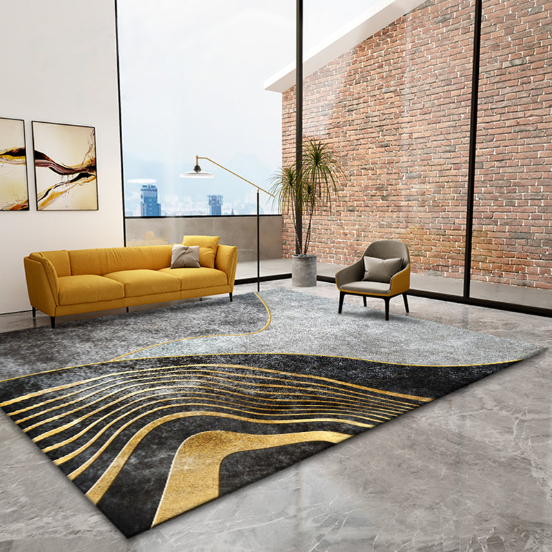 Tapis moderne à traces de fleurs, en Polyester mélangé, avec envers antidérapant, pour la décoration de la maison