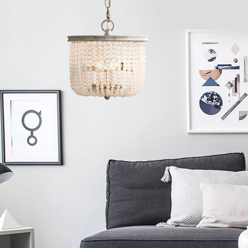 Lustre rustique de 8,5 "/ 14" de large 2 lumières 2 lumières Éclairage d'éclairage de suspension en cristal en blanc pour chambre à coucher