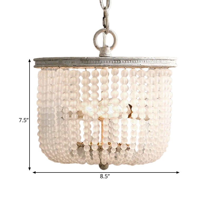 Lustre rustique de 8,5 "/ 14" de large 2 lumières 2 lumières Éclairage d'éclairage de suspension en cristal en blanc pour chambre à coucher