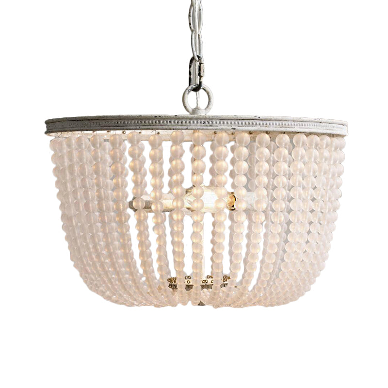 Lustre rustique de 8,5 "/ 14" de large 2 lumières 2 lumières Éclairage d'éclairage de suspension en cristal en blanc pour chambre à coucher