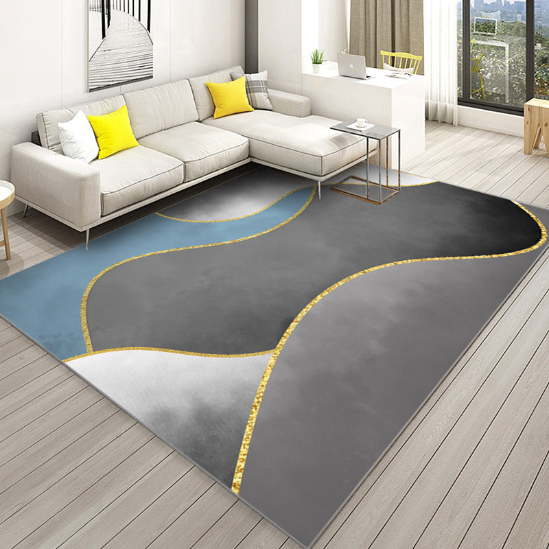 Color Mixed Modern Area Carpet Polyester Color Blooming Indoor Rug Washable Carpet for Living Room