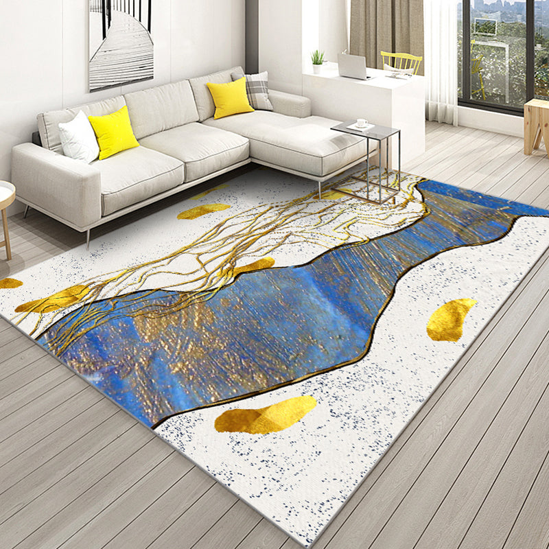 Color Mixed Modern Area Carpet Polyester Color Blooming Indoor Rug Washable Carpet for Living Room