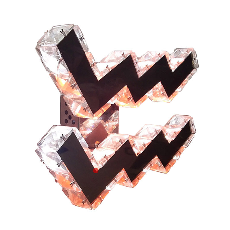 Nickle Curvy Wall Mount Lamp Modernism LED Beveled Crystal Prism Sconce Light Fixture in White/Red/2 Color Light