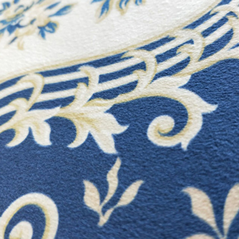 Classical European Style Rug Flower Print Polyester Carpet Anti-Slip Backing Rug for Home Decor