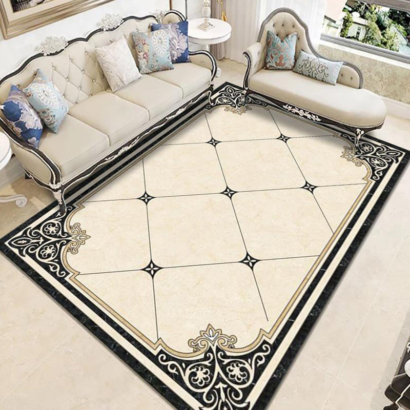 Gorgeous Marble Print Area Rug Funky European Style Rug Non-Slip Backing Carpet for Home Decoration