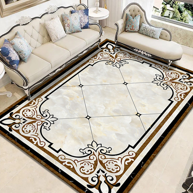 Gorgeous Marble Print Area Rug Funky European Style Rug Non-Slip Backing Carpet for Home Decoration